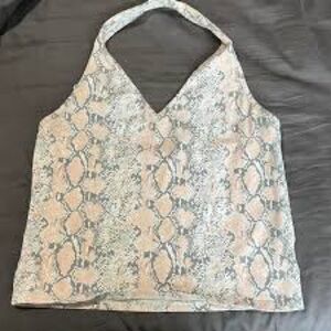American Eagle Outfitters Snake Print Camisole - Cream and Gray